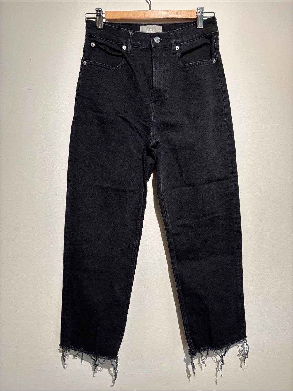 Everlane The Way-High Jean Black Raw Hem Straight Leg Size 26